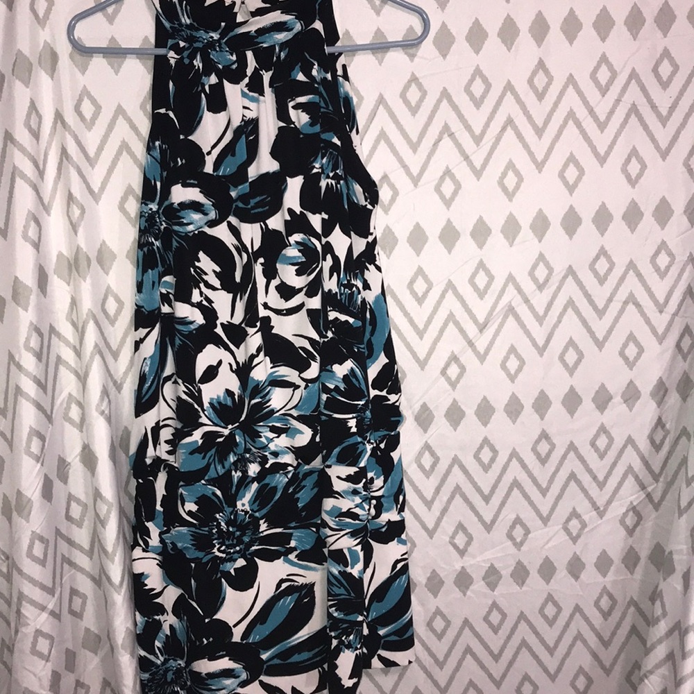 Black Blue and White Floral Dress